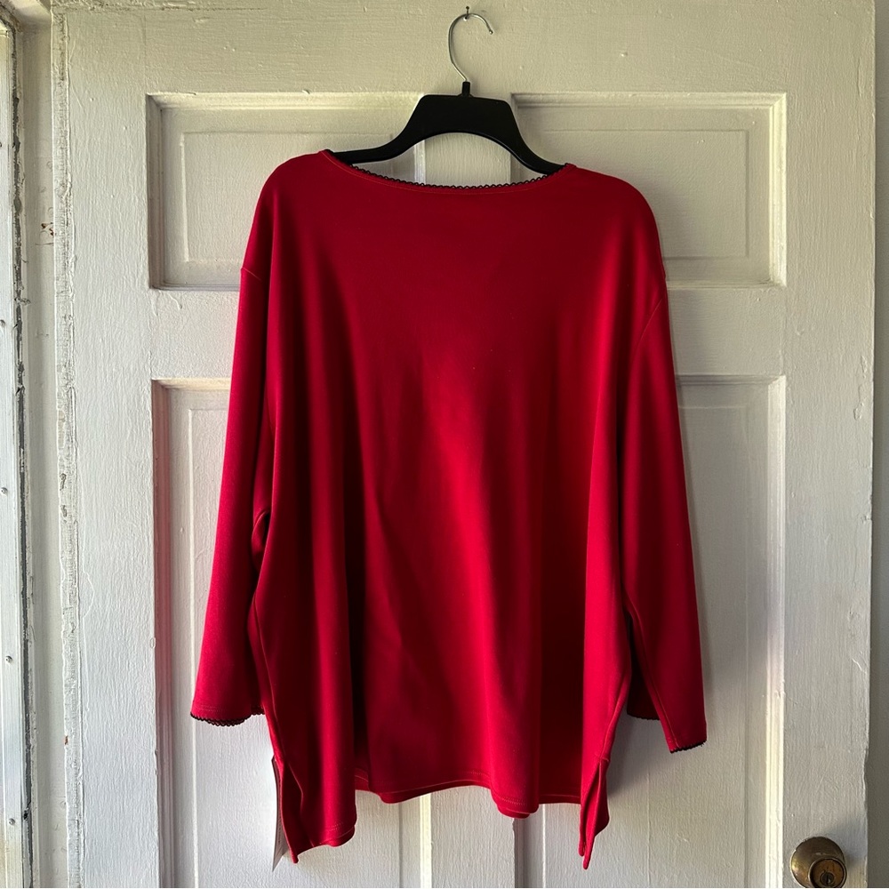 Alfred Dunner Red Rhinestone Blouse - Picture 2 of 5